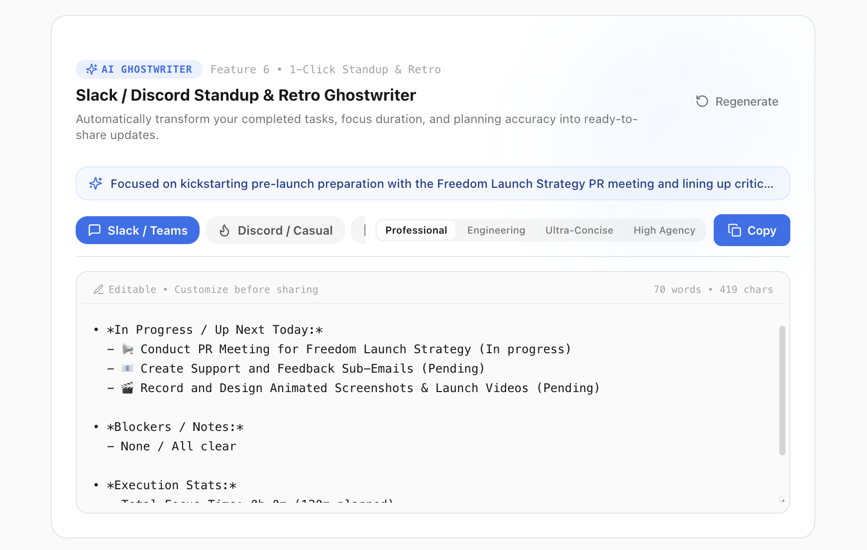 Standup & Retro Ghostwriter in Freedom